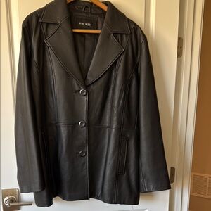 Nine West Black Leather Blazer Jacket